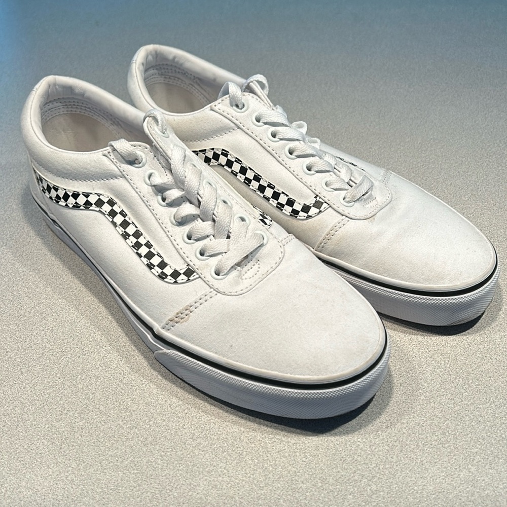 Vans Race Checkerboard Stripe White Lace Deck Shoes